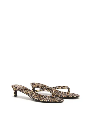 Carrie Thong Heel  Leopard Satin