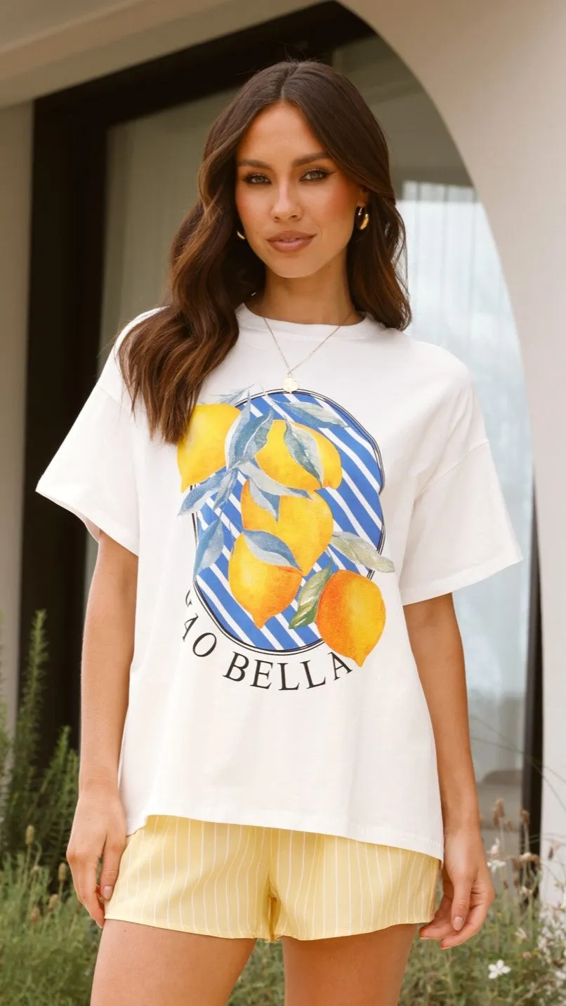 Ciao Bella Top and Shorts Set - White/Yellow