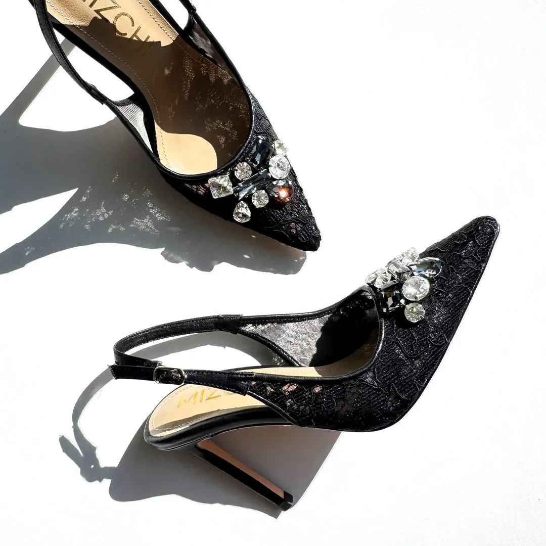*DIAMOND- black lace slingback