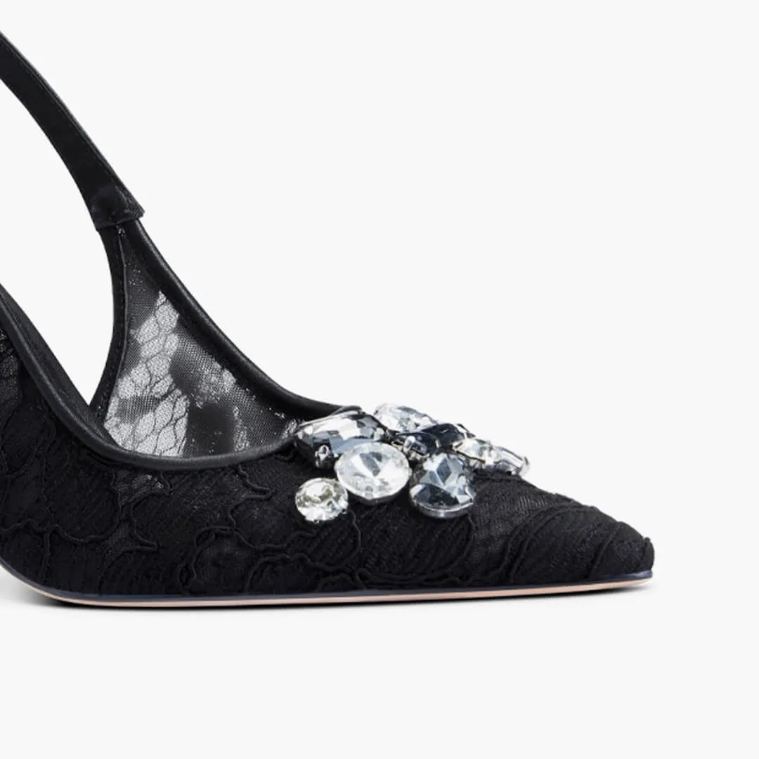 *DIAMOND- black lace slingback