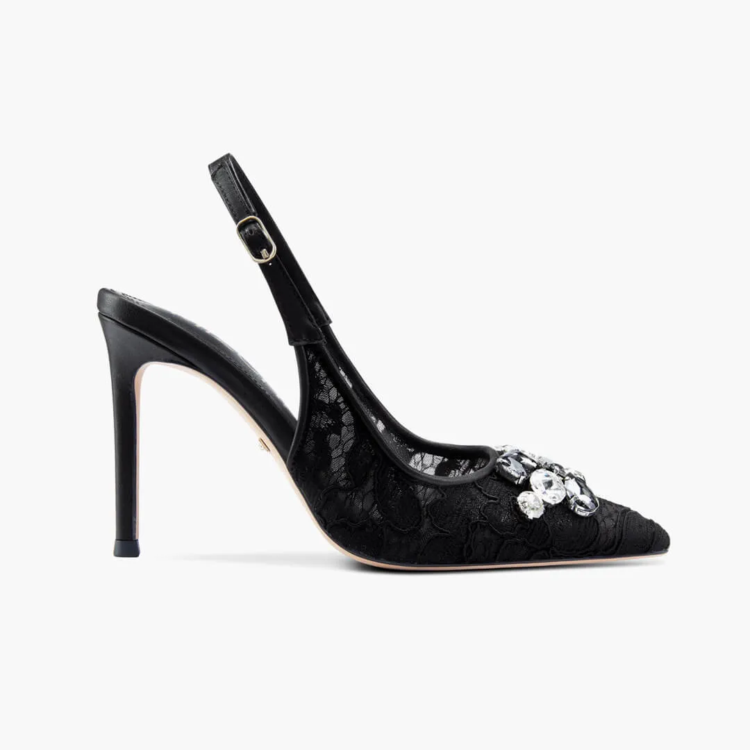 *DIAMOND- black lace slingback