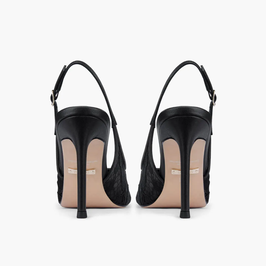 *DIAMOND- black lace slingback