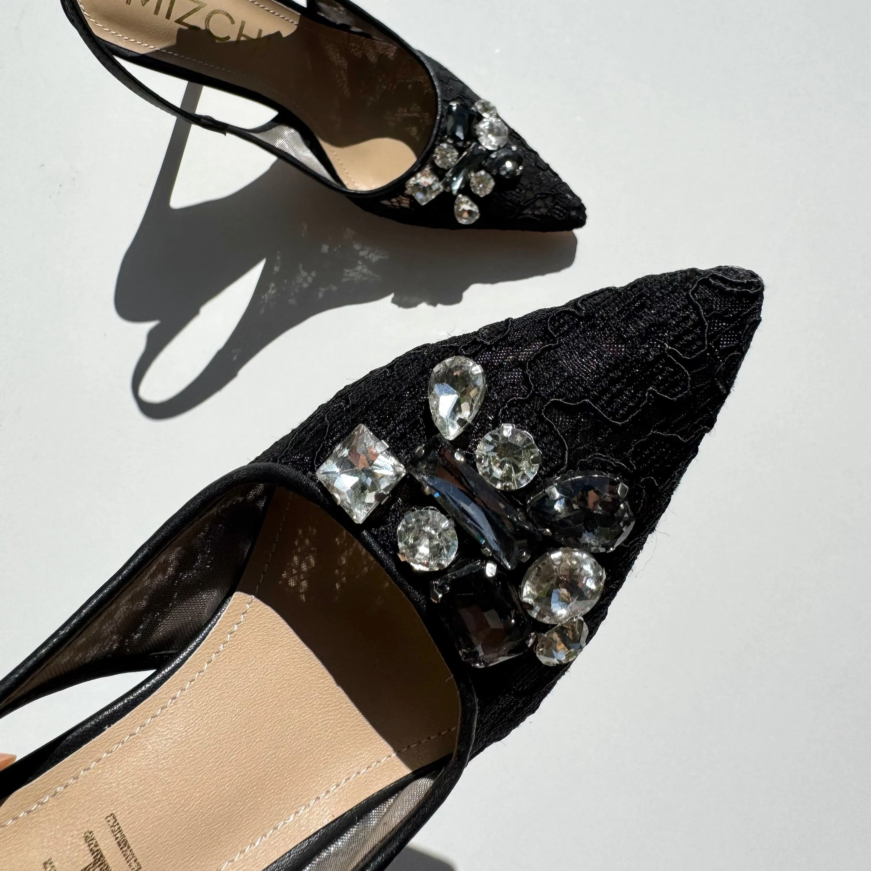 *DIAMOND- black lace slingback