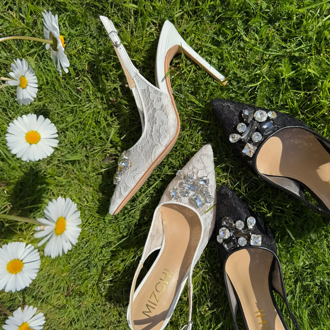 *DIAMOND- black lace slingback