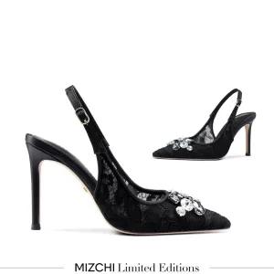 *DIAMOND- black lace slingback