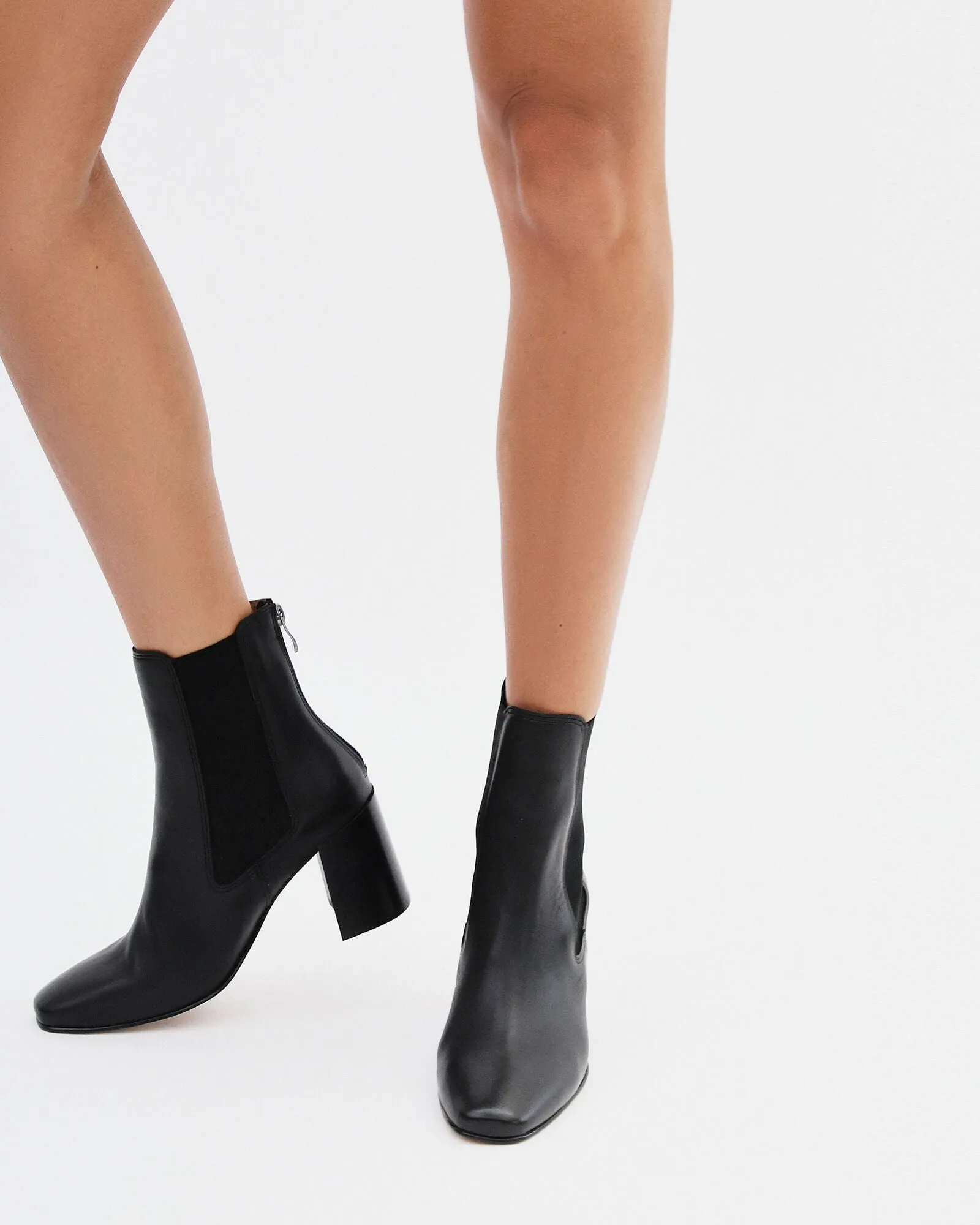 DIAMOND MID ANKLE BOOTS BLACK LEATHER