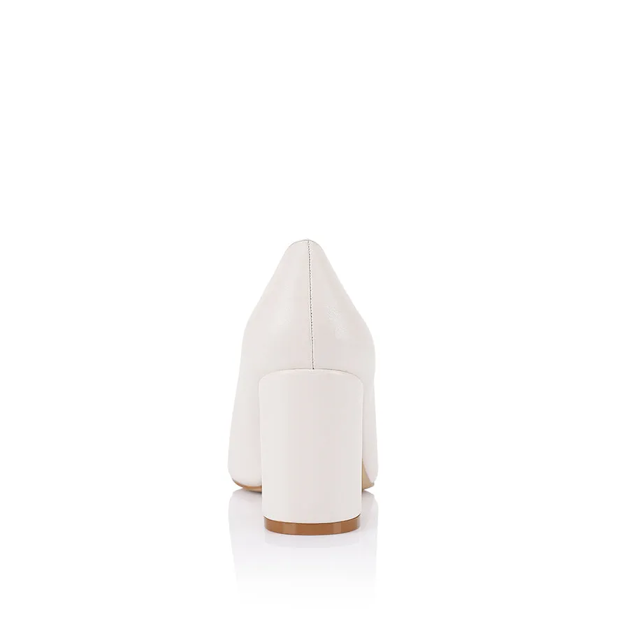Elliot Block Heel Pumps - Chalk White
