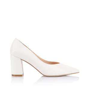 Elliot Block Heel Pumps - Chalk White