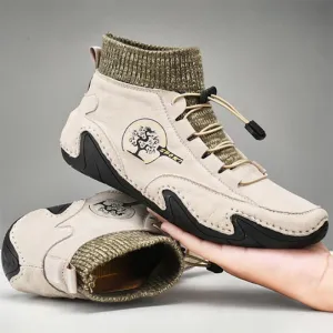 Fashion Leather Boots Men Snow Casual Shoes Men Outdoor Light Ankle Antislip Warm
