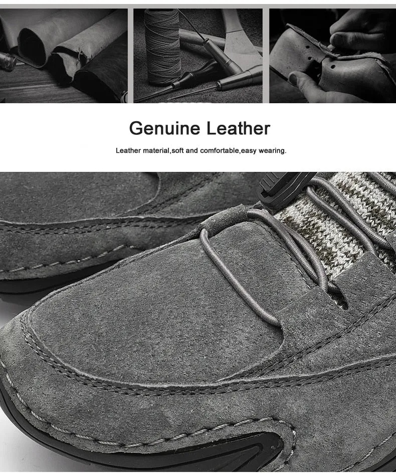 Fashion Leather Boots Men Snow Casual Shoes Men Outdoor Light Ankle Antislip Warm