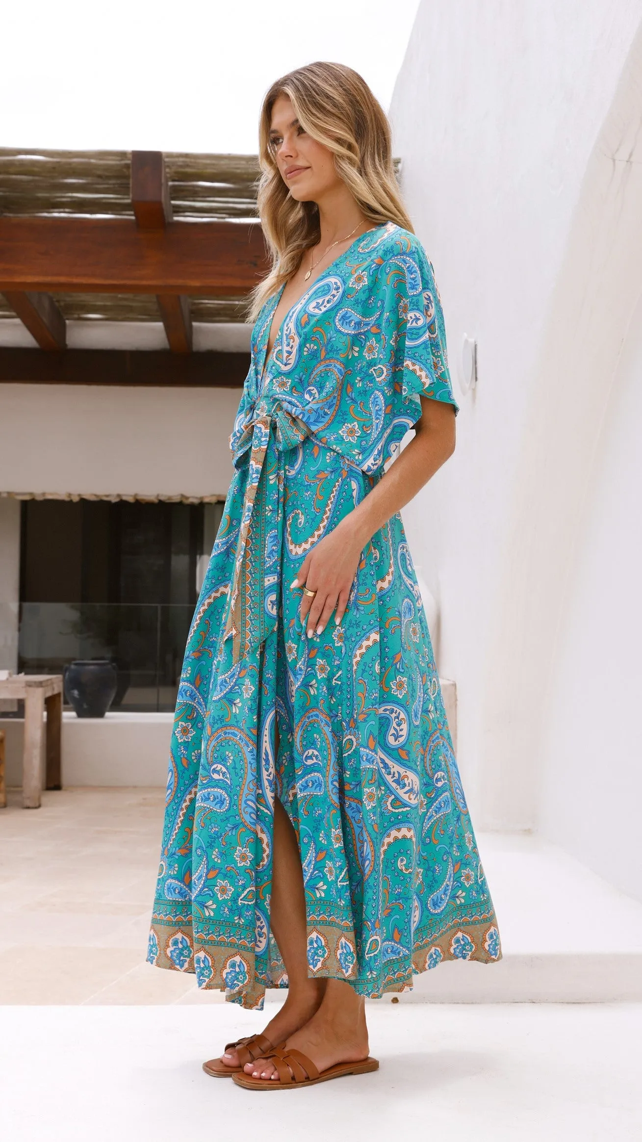 Fields Maxi Dress - Green Print