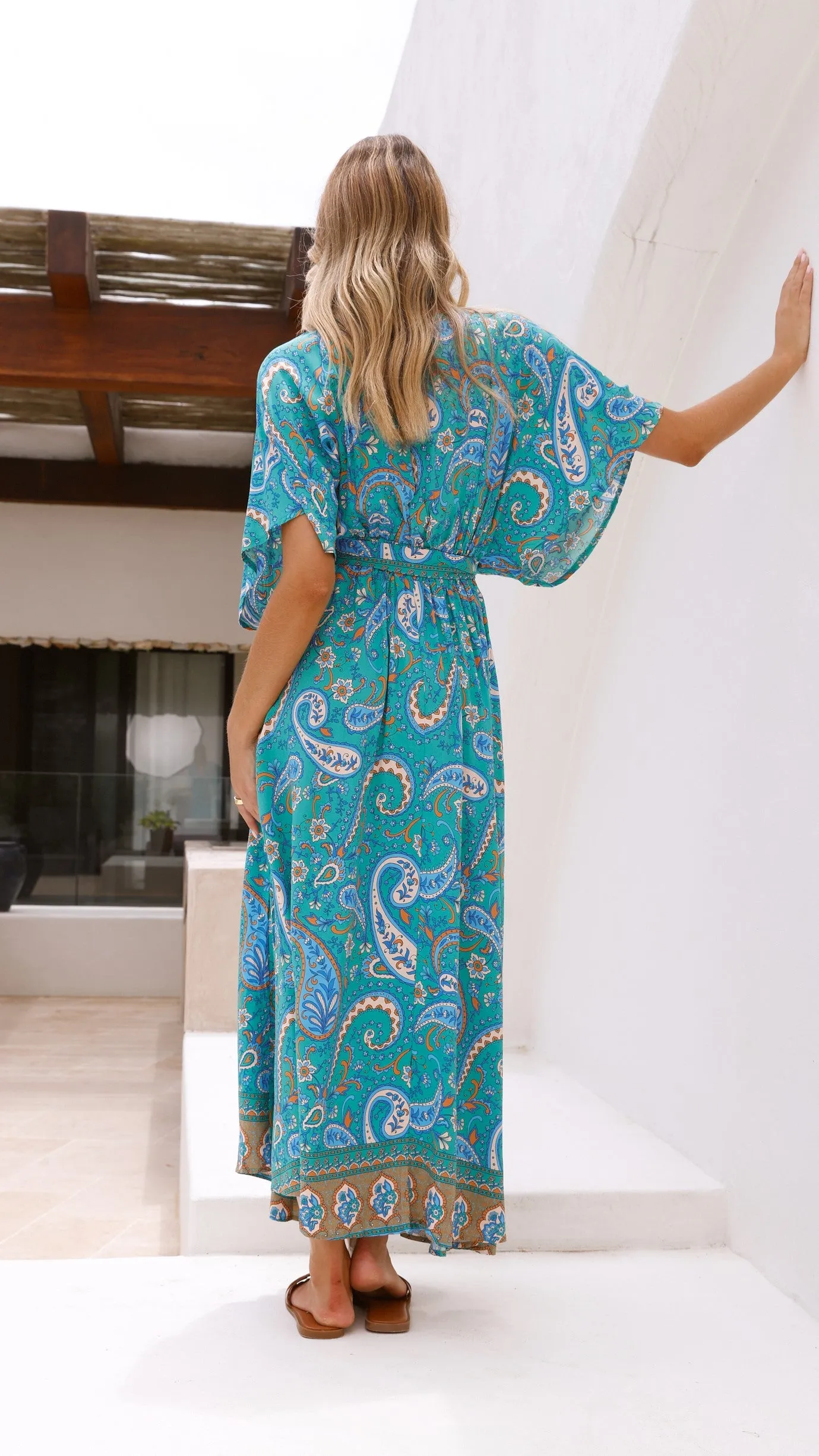 Fields Maxi Dress - Green Print