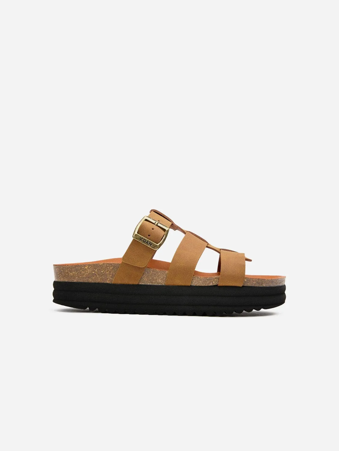 Fig Women's Vegan Suede Slide Footbed Sandals | Tan