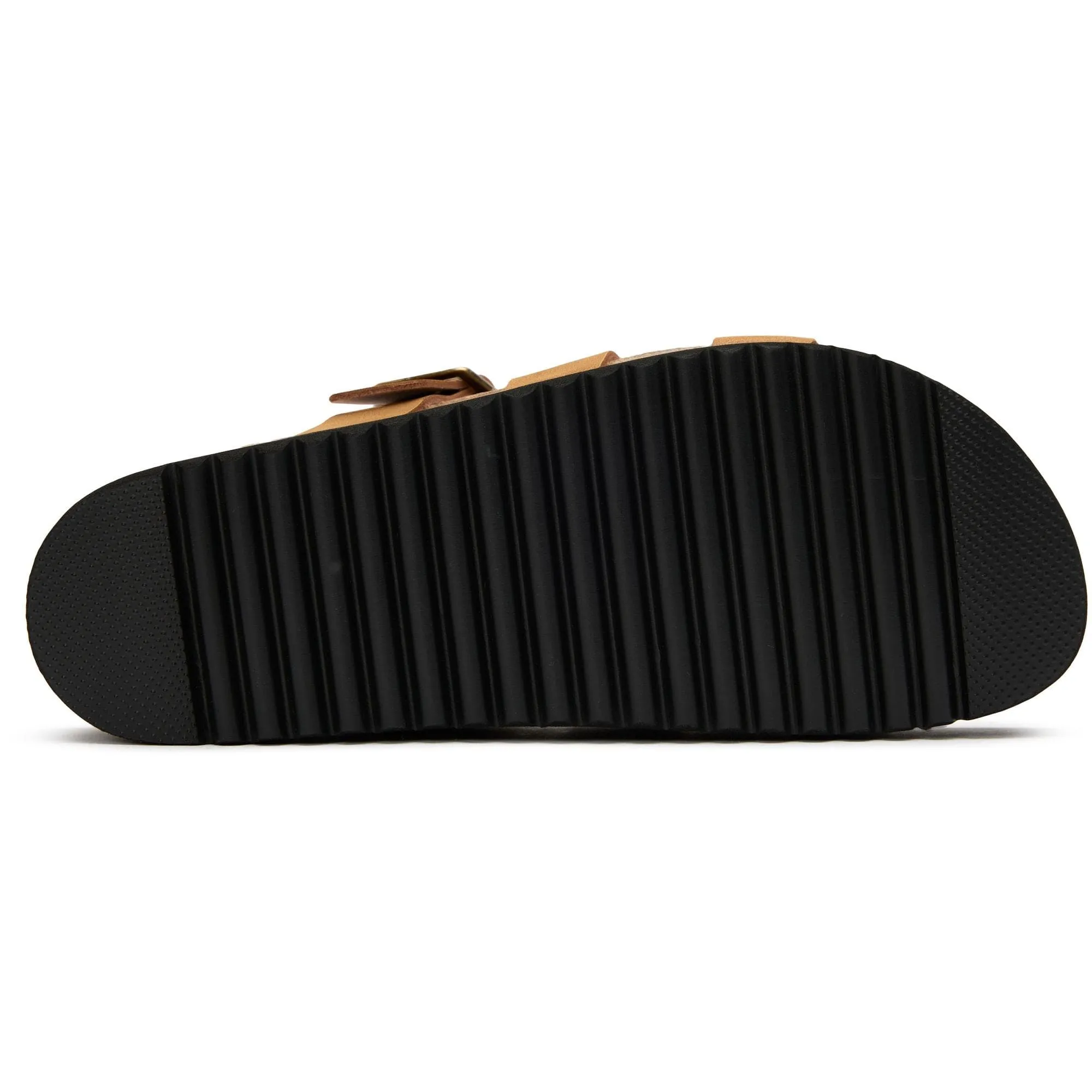 Fig Women's Vegan Suede Slide Footbed Sandals | Tan