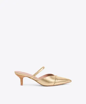 Frankie 45 Gold Leather Kitten Heels