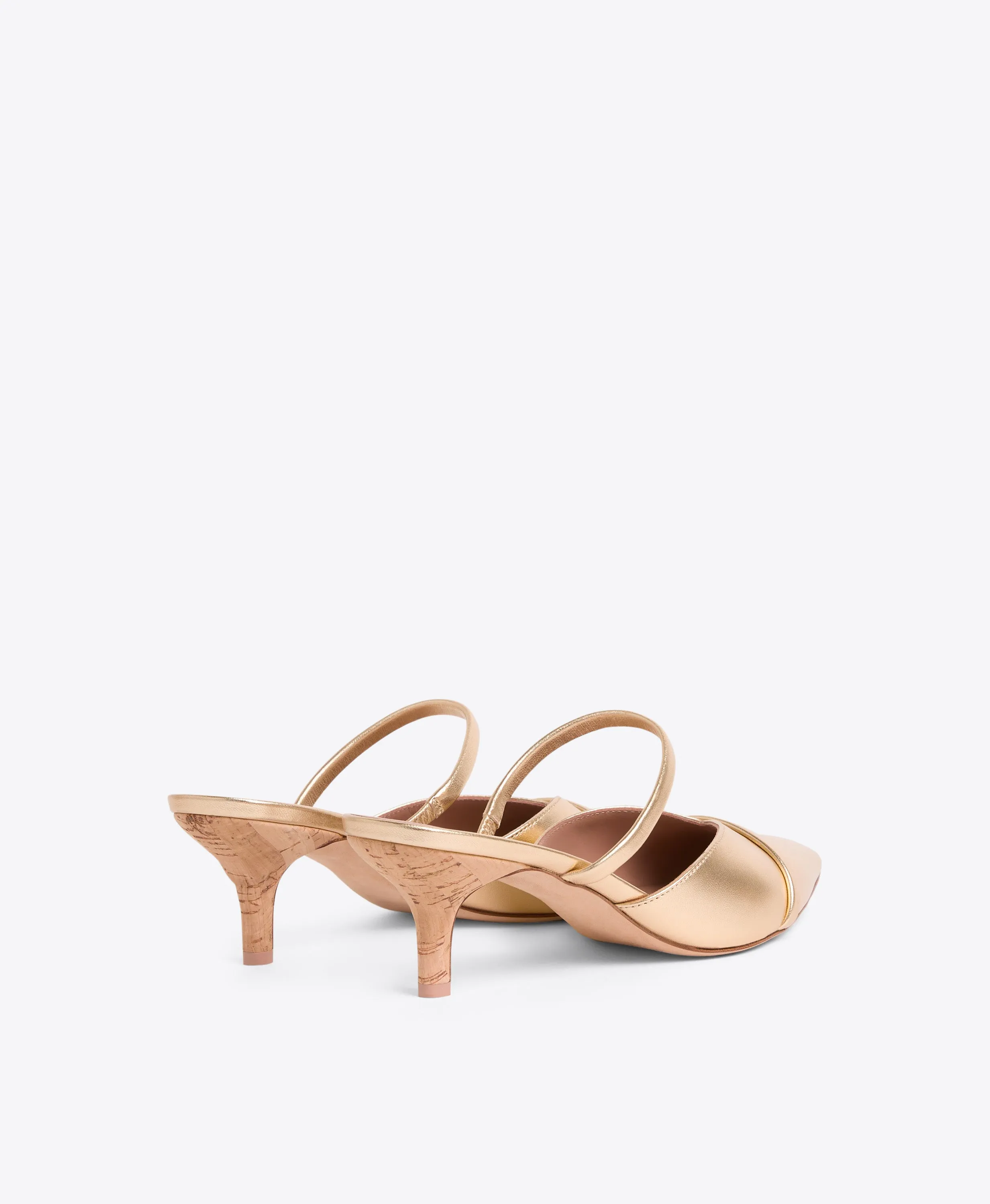 Frankie 45 Gold Leather Kitten Heels