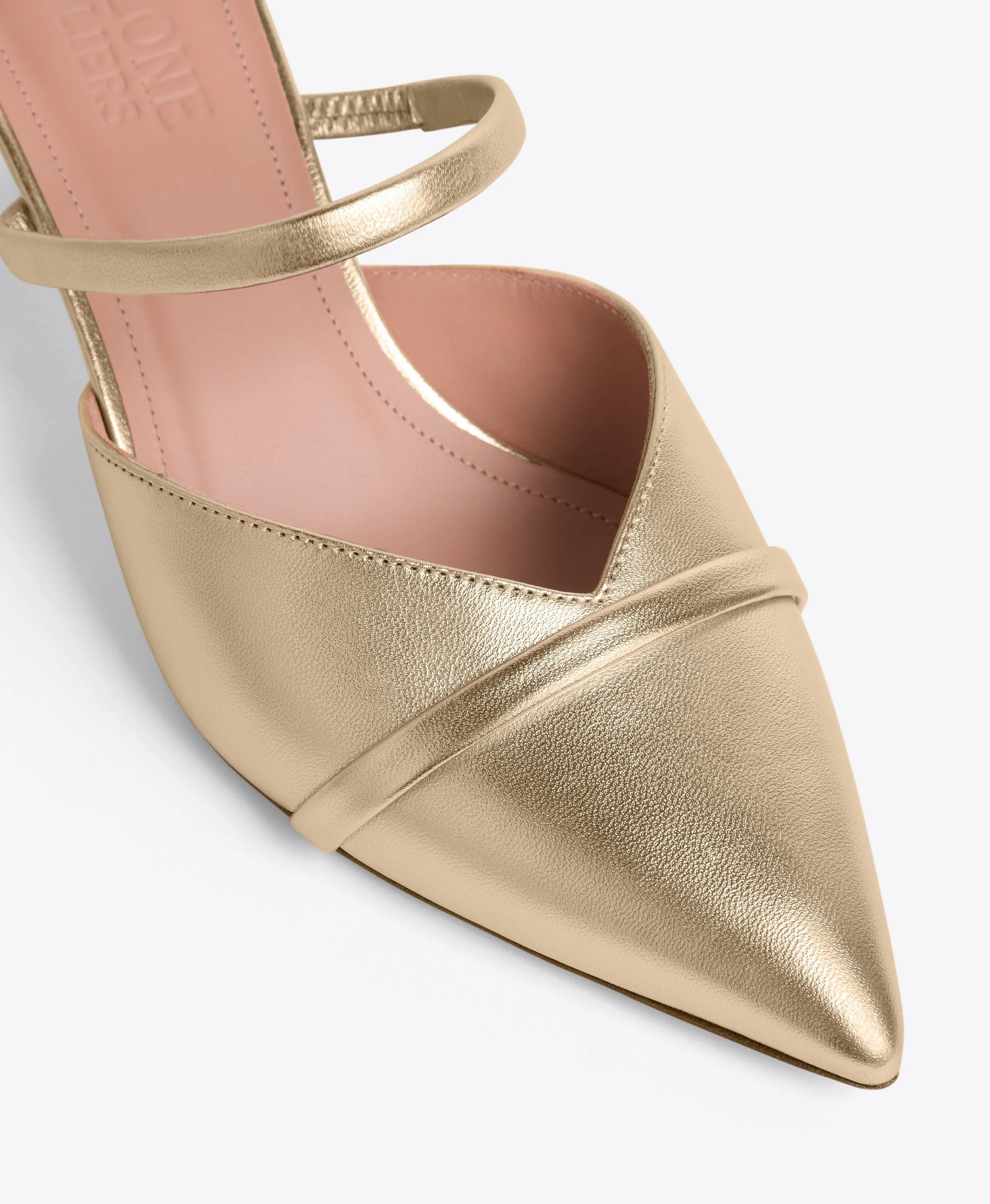Frankie 45 Gold Leather Kitten Heels