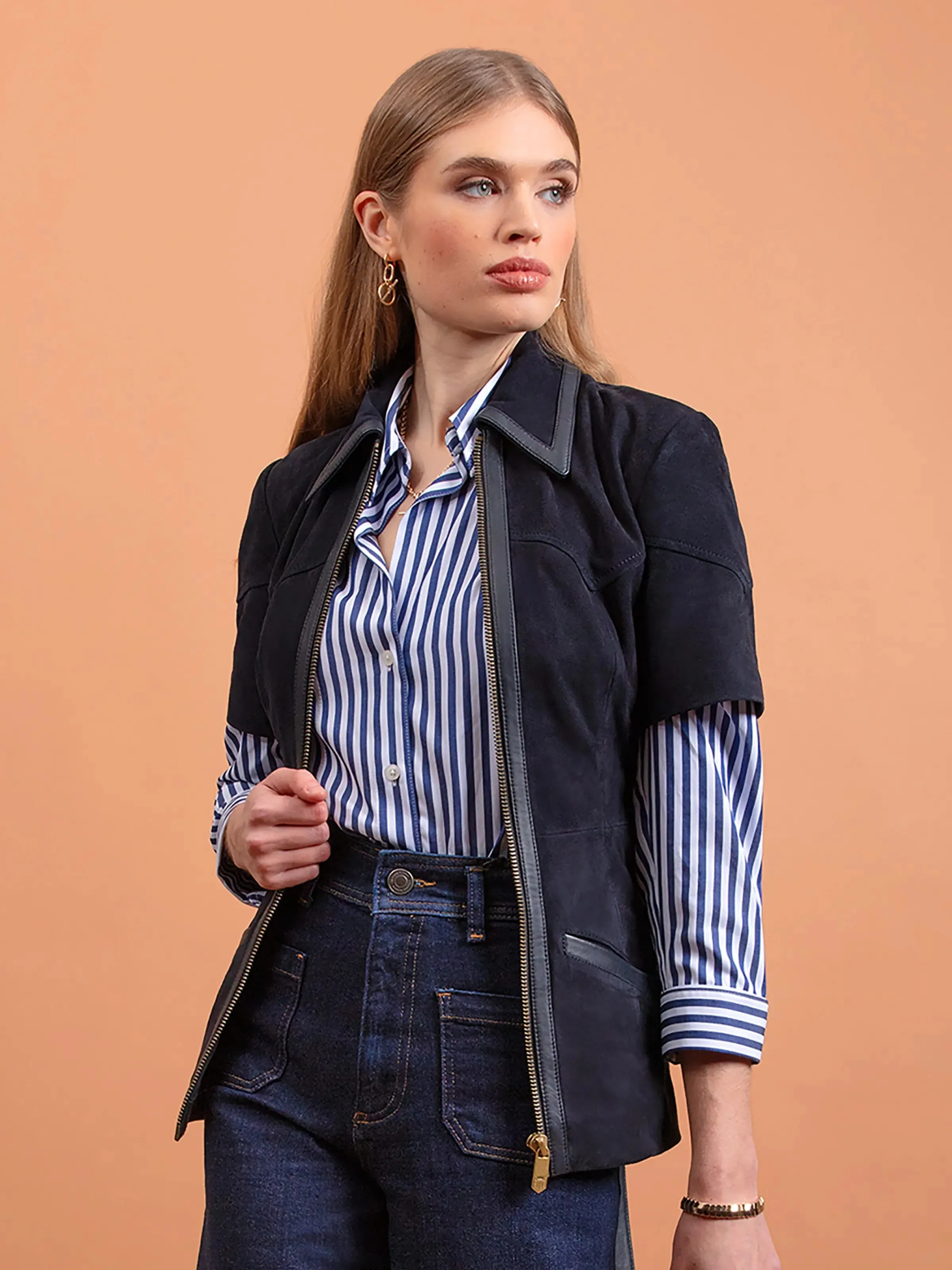 Gina - Navy Suede