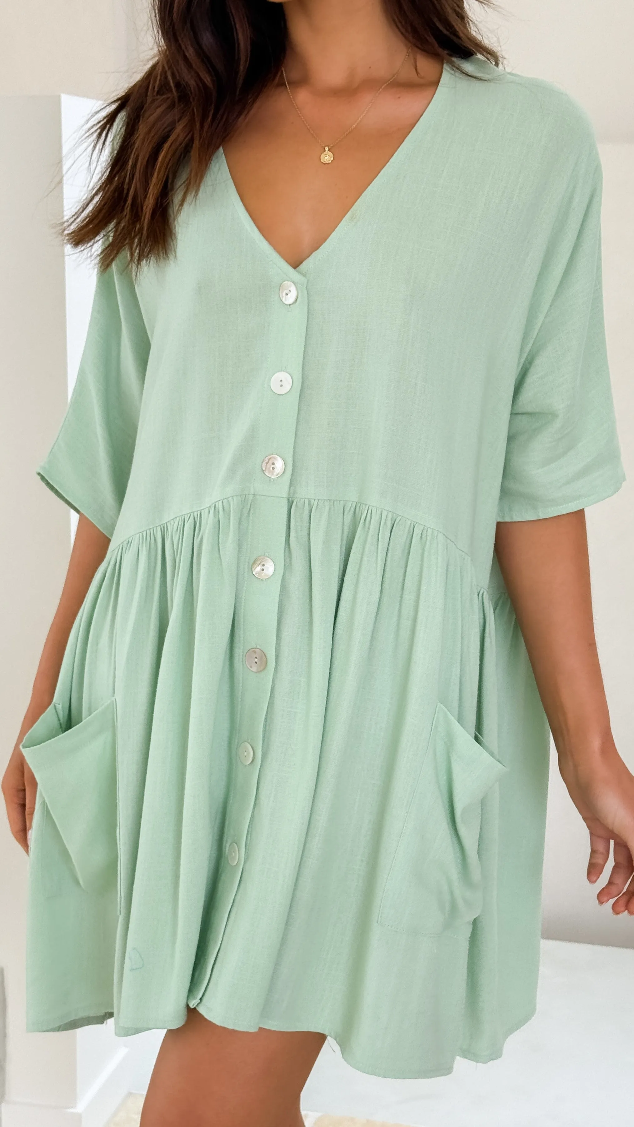 Leah Mini Dress - Sage