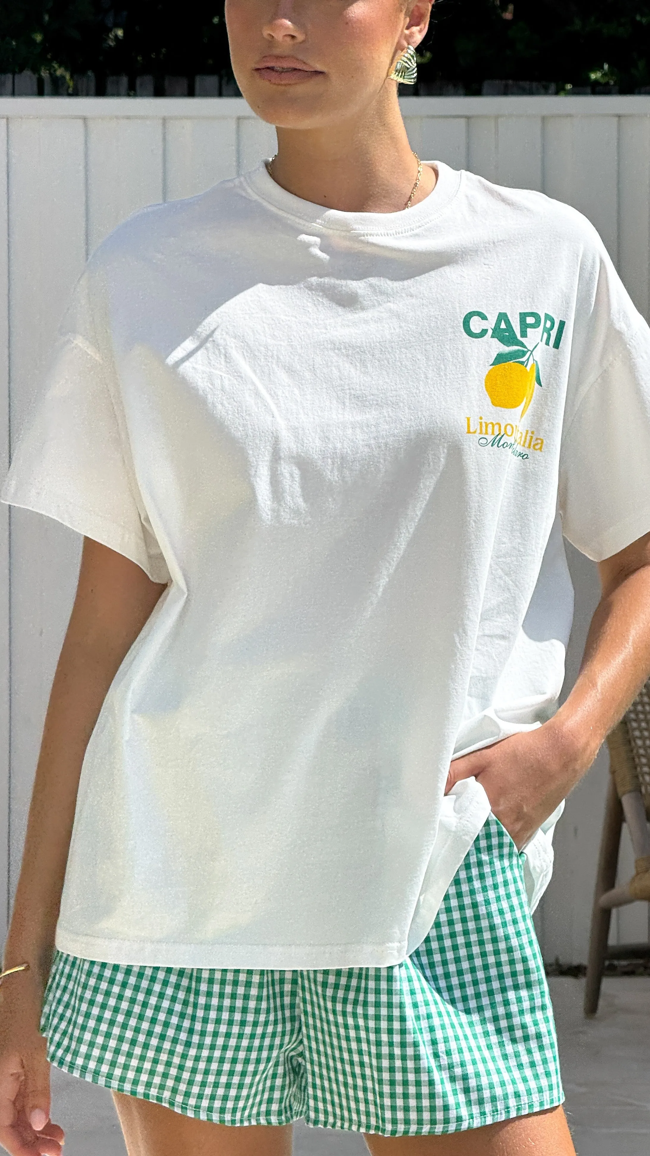 Limone Italia Top and Shorts Set - White/Green
