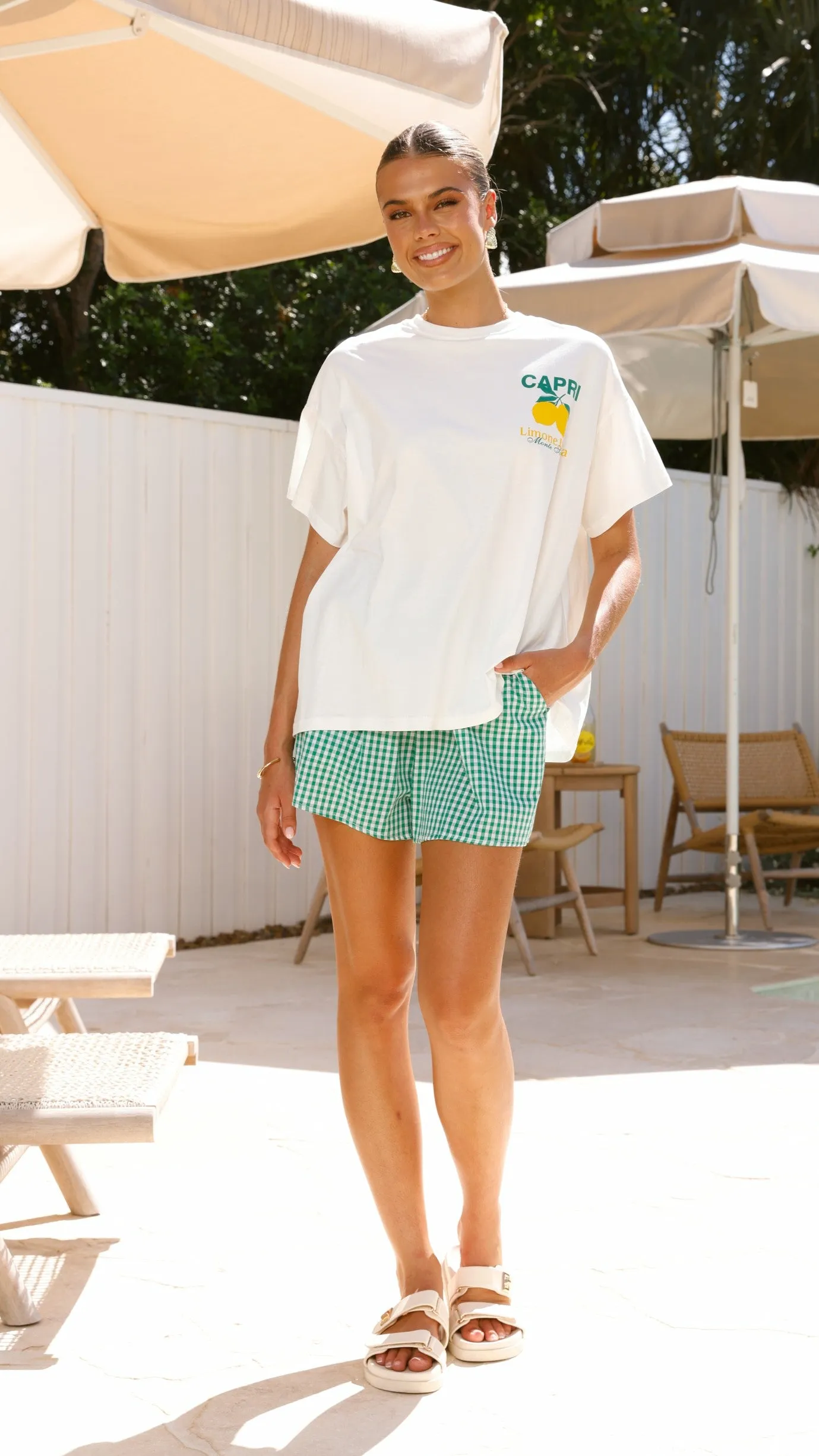 Limone Italia Top and Shorts Set - White/Green