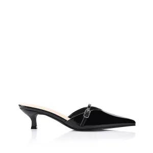Lunar Point Toe Kitten Heels - Black Patent