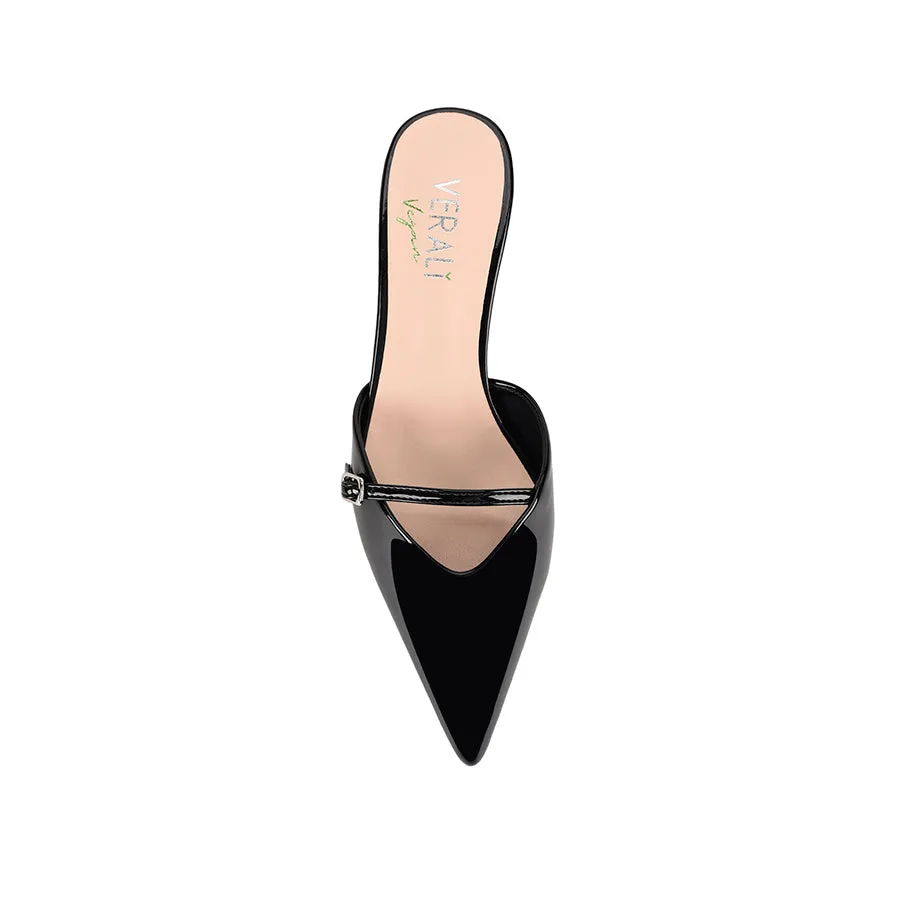 Lunar Point Toe Kitten Heels - Black Patent