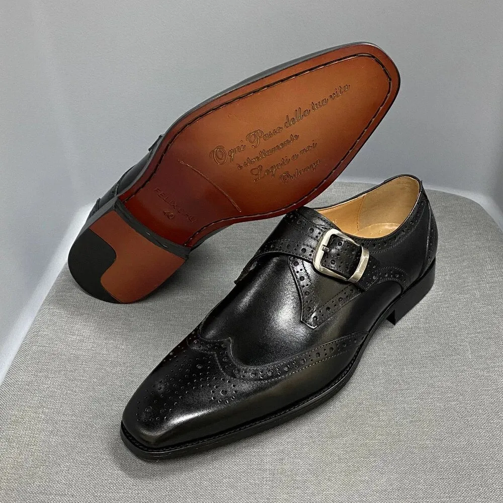 Luxury Genuine Leather Wingtip Oxfords for Men  Formal Dress Shoes