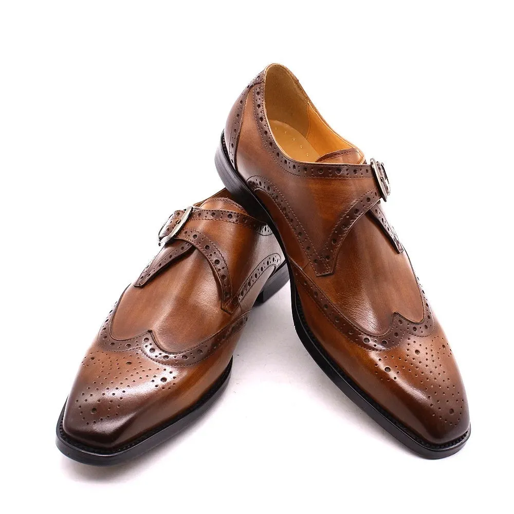 Luxury Genuine Leather Wingtip Oxfords for Men  Formal Dress Shoes