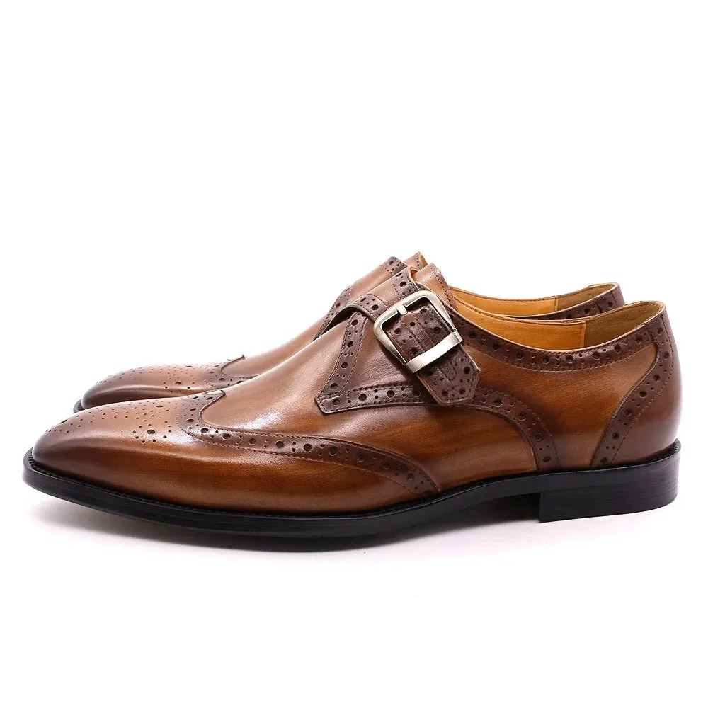 Luxury Genuine Leather Wingtip Oxfords for Men  Formal Dress Shoes