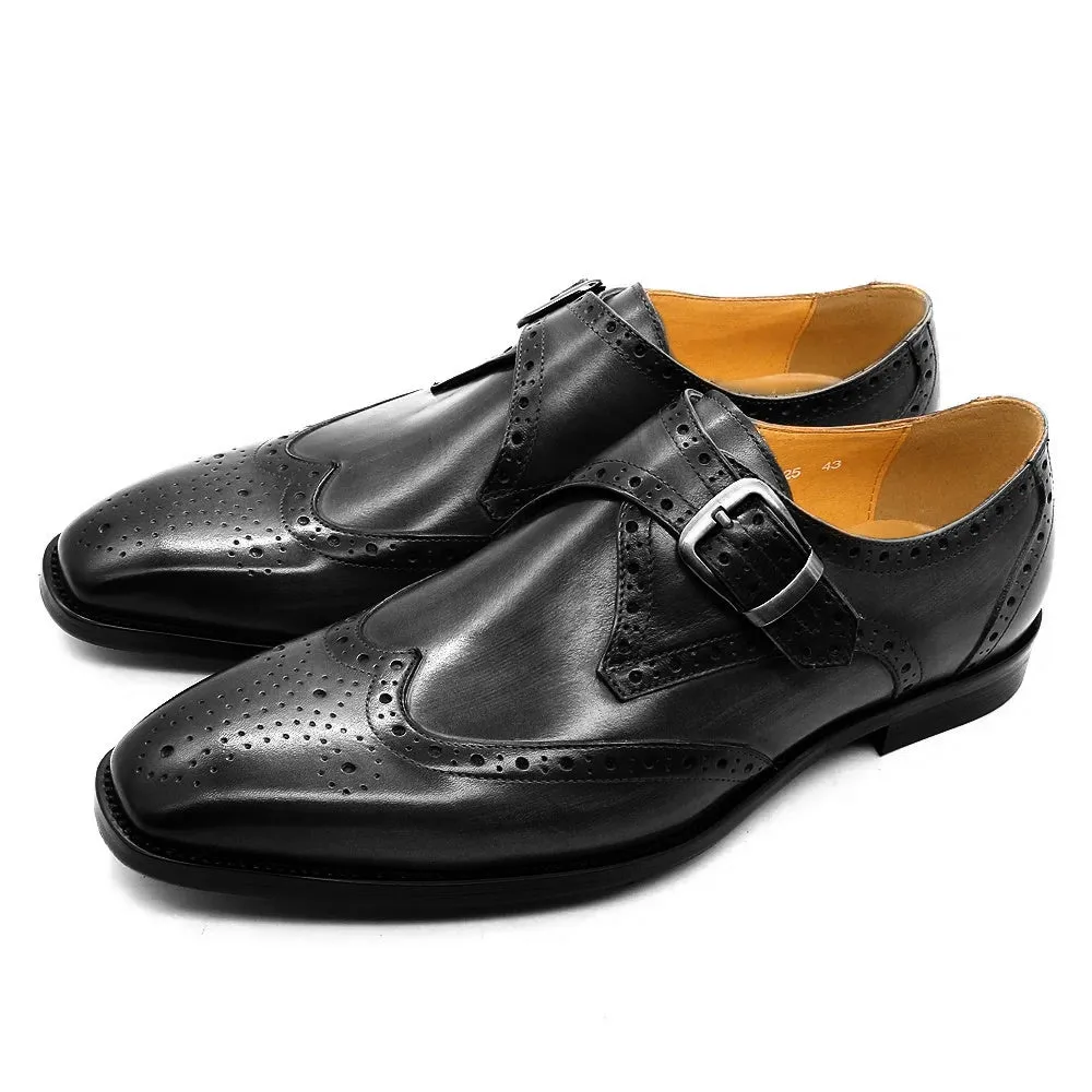 Luxury Genuine Leather Wingtip Oxfords for Men  Formal Dress Shoes