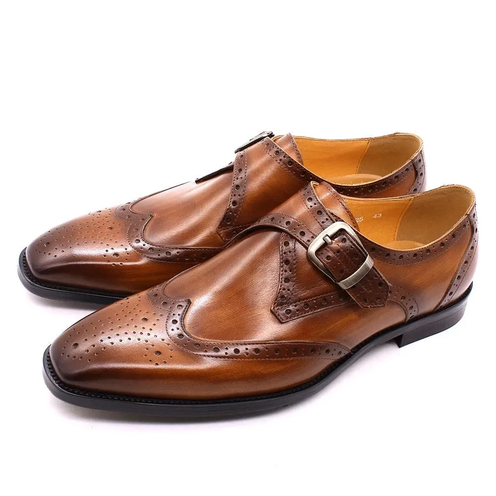 Luxury Genuine Leather Wingtip Oxfords for Men  Formal Dress Shoes