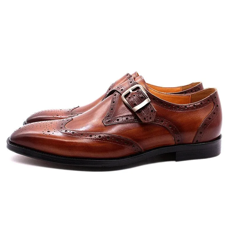 Luxury Genuine Leather Wingtip Oxfords for Men  Formal Dress Shoes