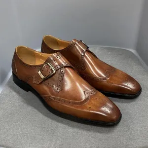 Luxury Genuine Leather Wingtip Oxfords for Men  Formal Dress Shoes
