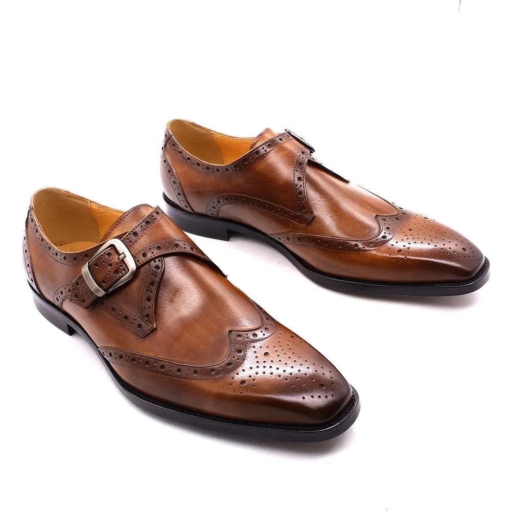Luxury Genuine Leather Wingtip Oxfords for Men  Formal Dress Shoes