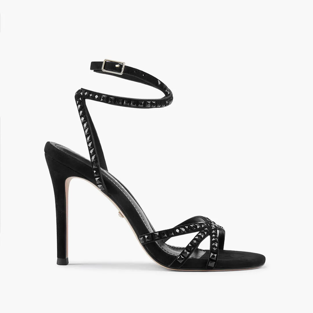 *MADDY BLACK  - diamond decor heels