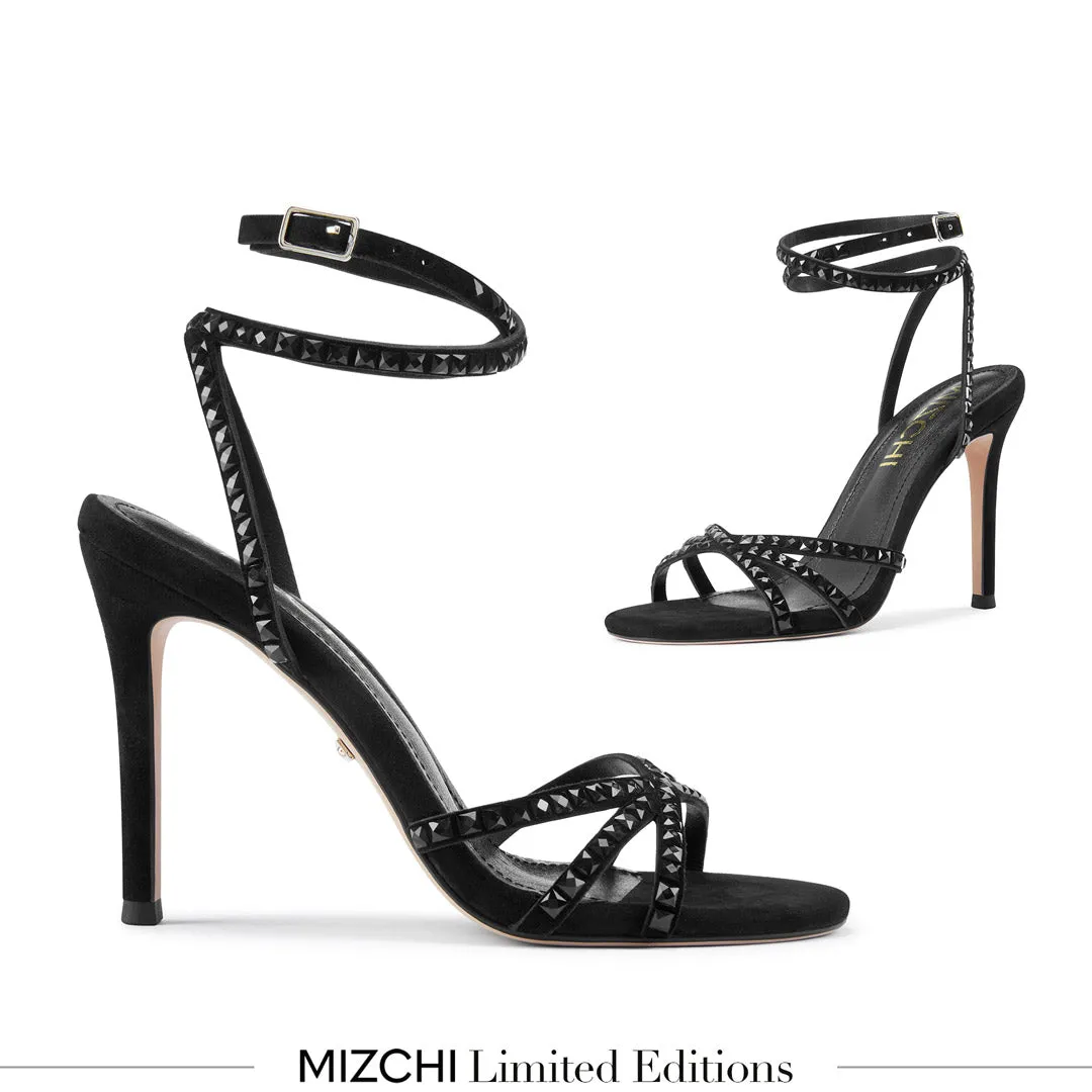 *MADDY BLACK  - diamond decor heels