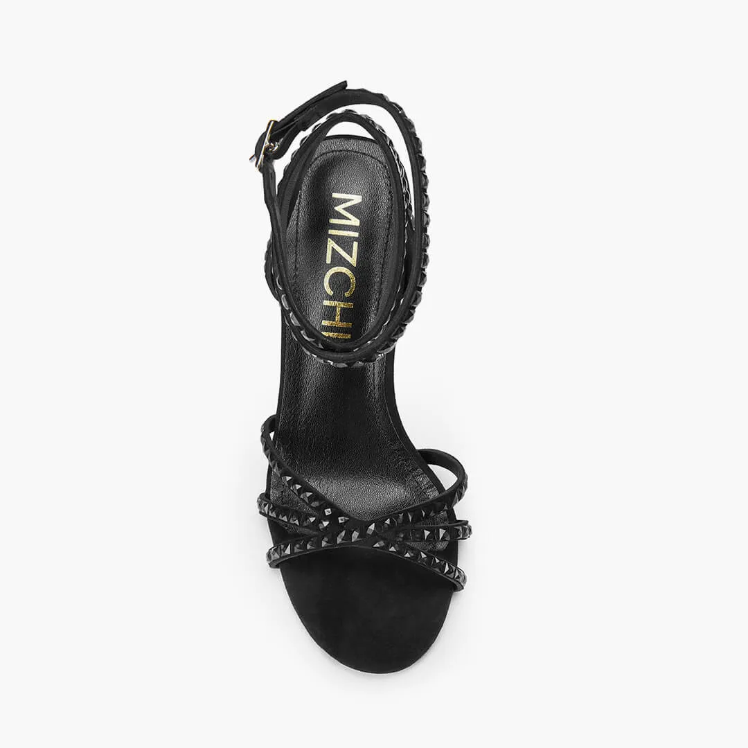 *MADDY BLACK  - diamond decor heels