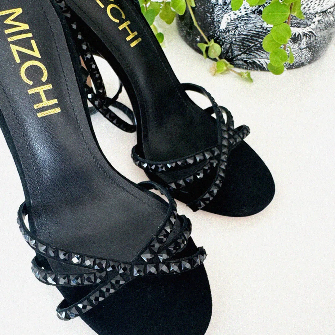*MADDY BLACK  - diamond decor heels