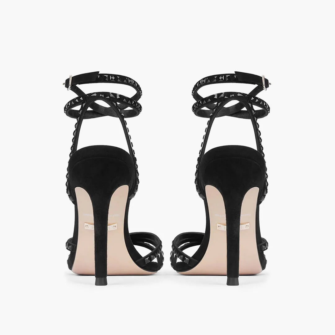 *MADDY BLACK  - diamond decor heels
