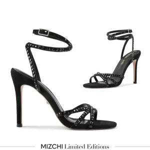 *MADDY BLACK  - diamond decor heels