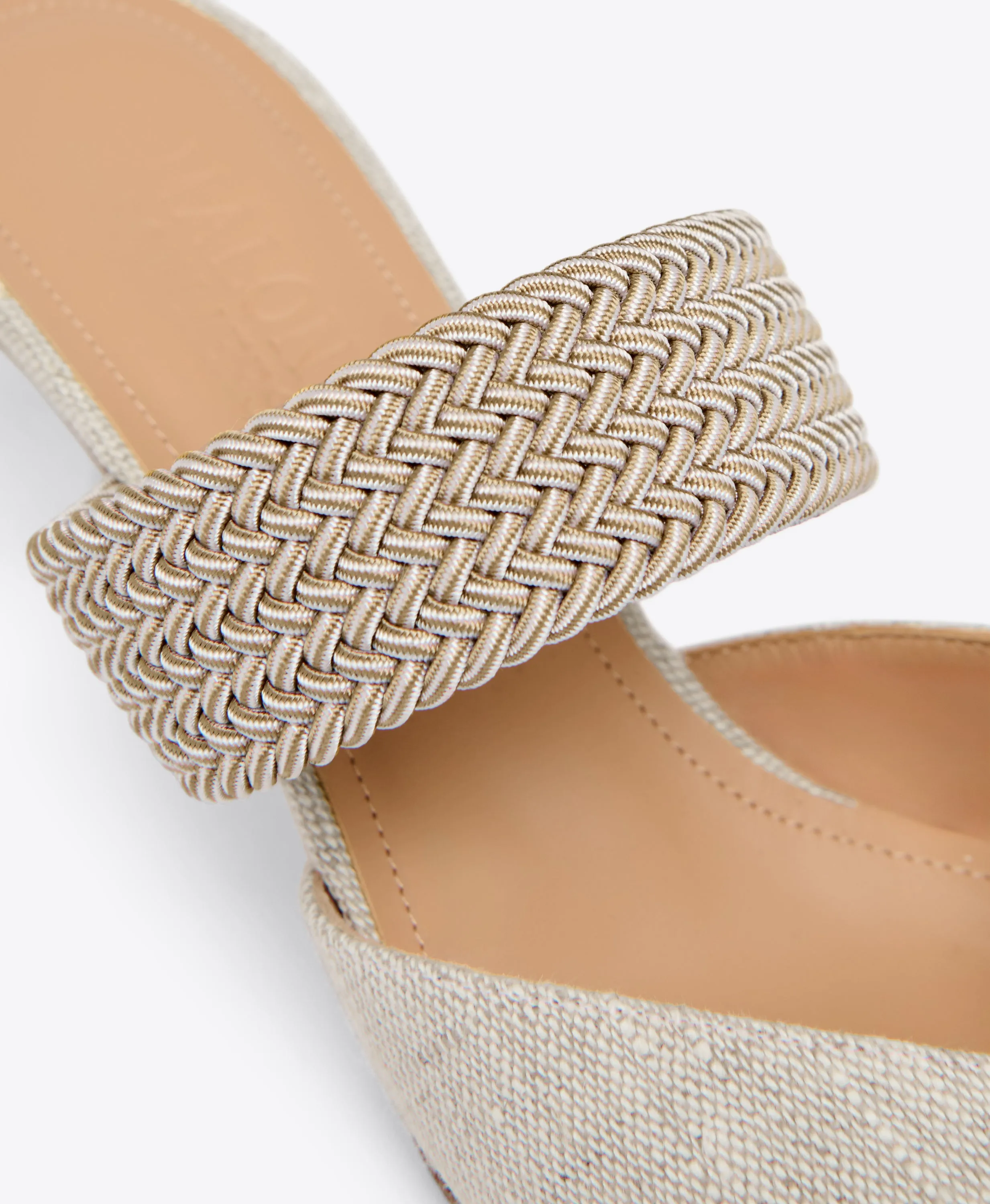 Maisie 45 Beige Linen Kitten Heels