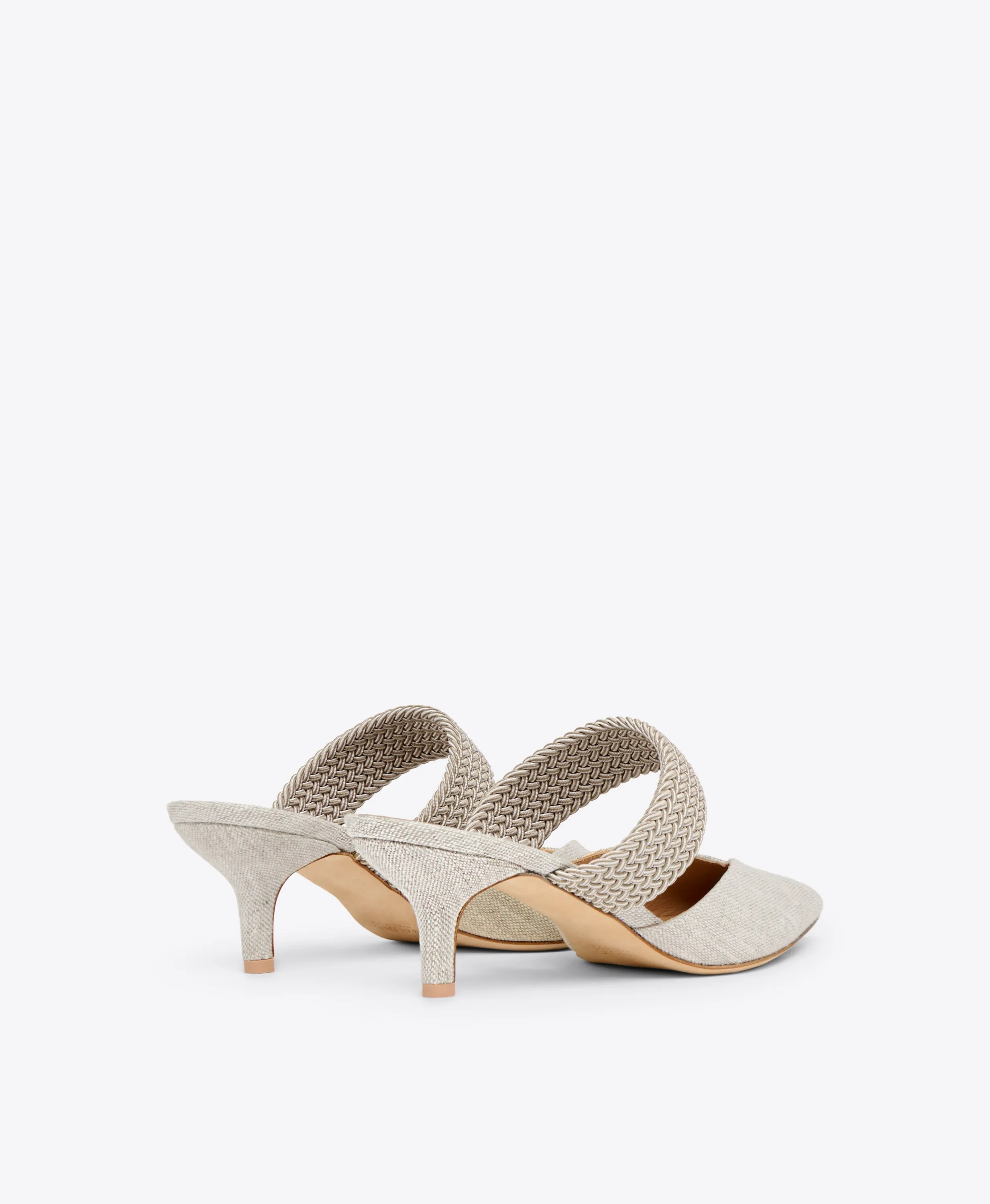 Maisie 45 Beige Linen Kitten Heels