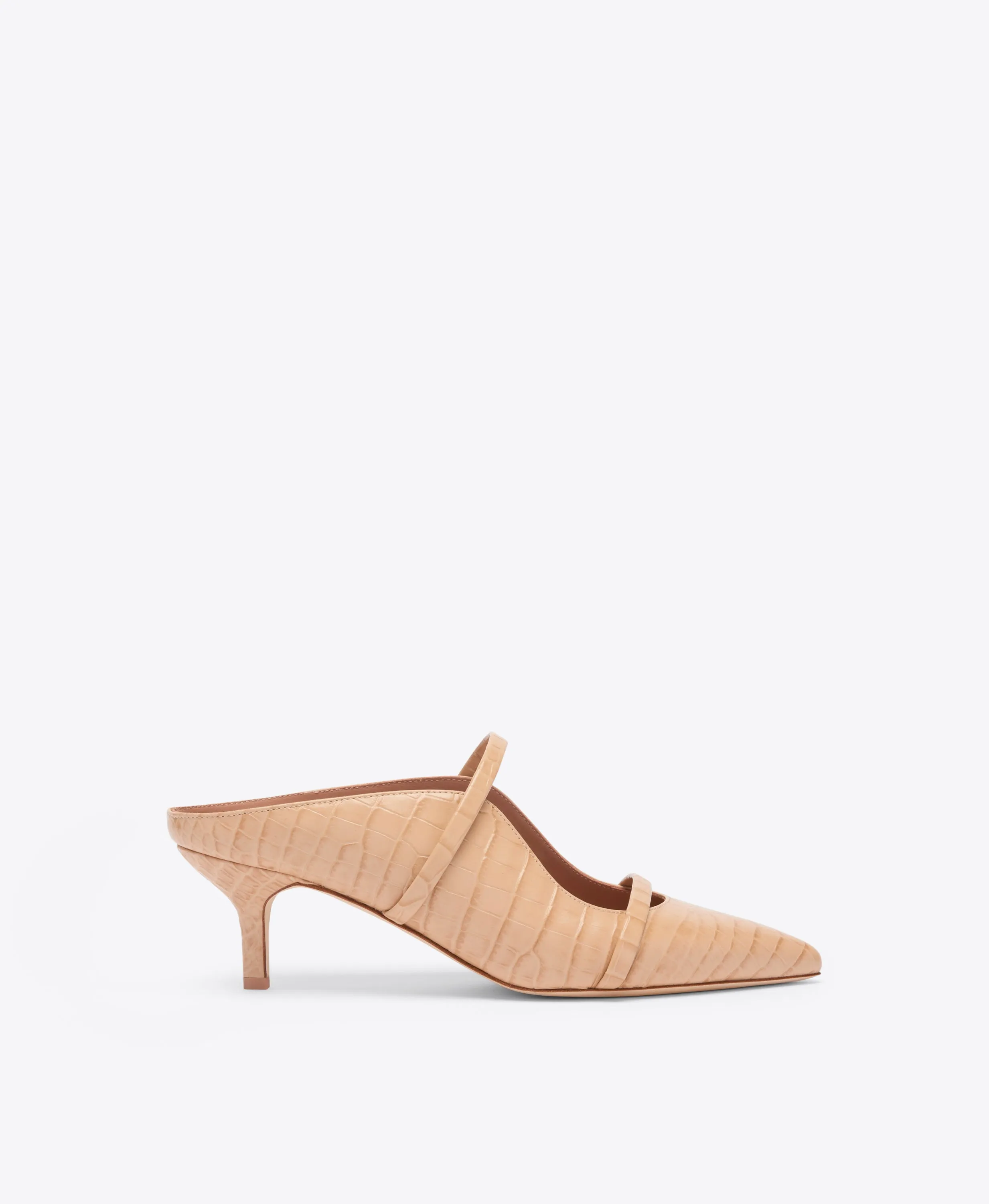 Maureen 45 Buff Embossed Leather Kitten Heels