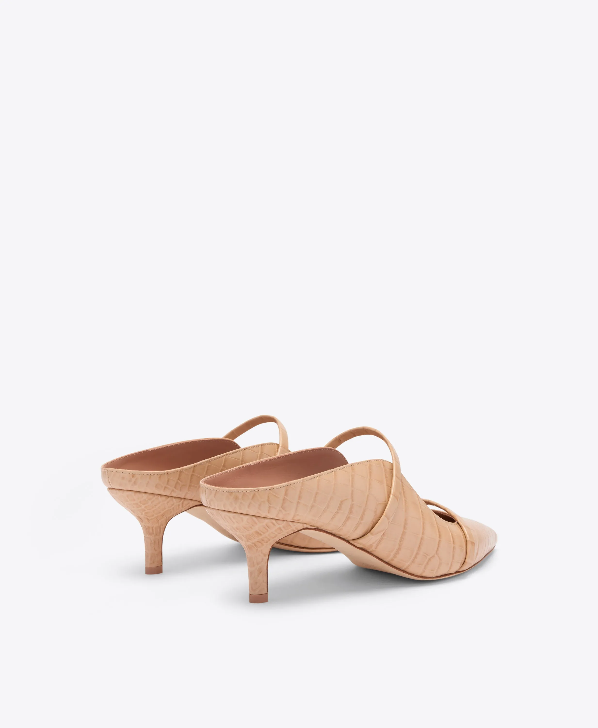 Maureen 45 Buff Embossed Leather Kitten Heels