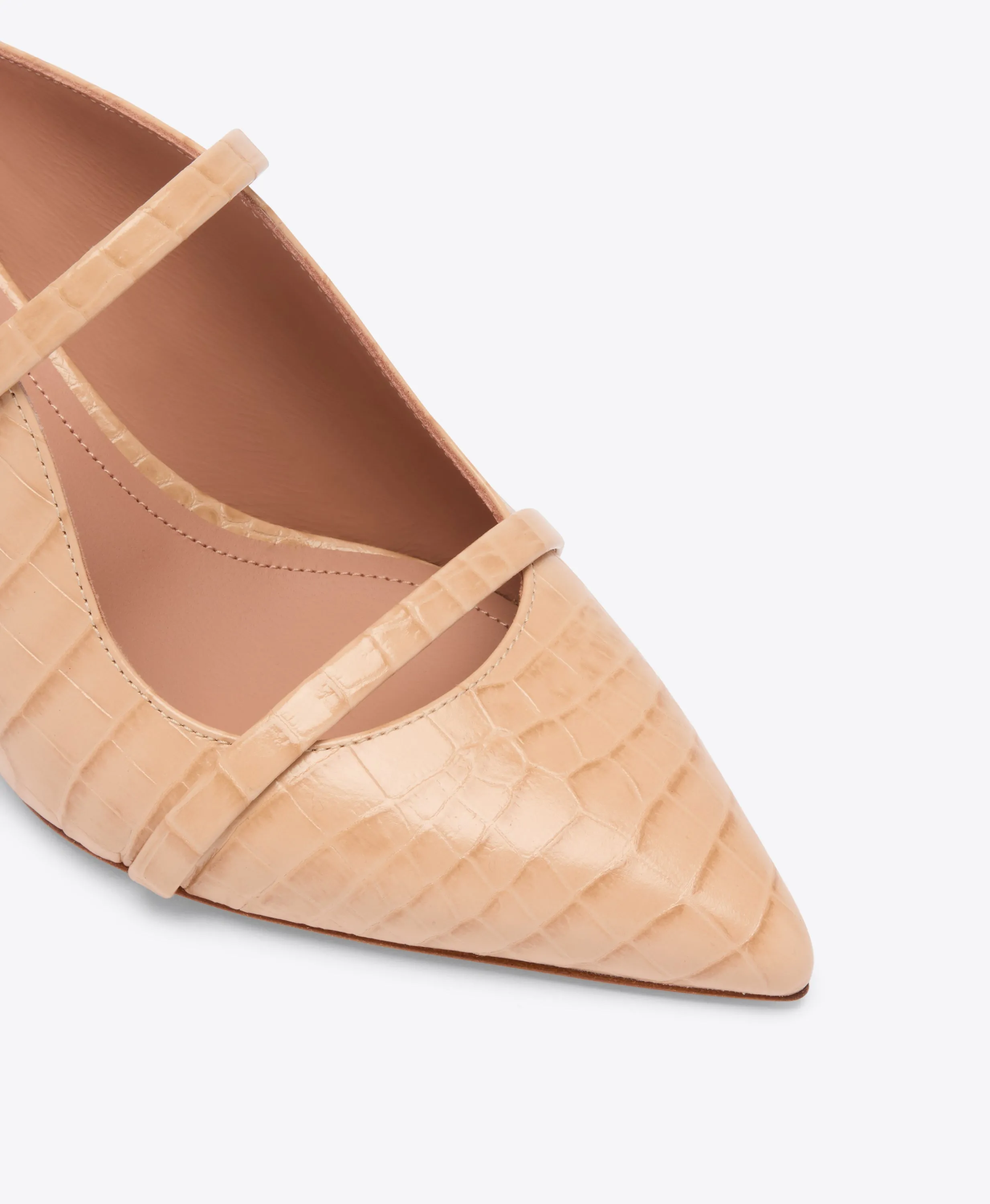 Maureen 45 Buff Embossed Leather Kitten Heels