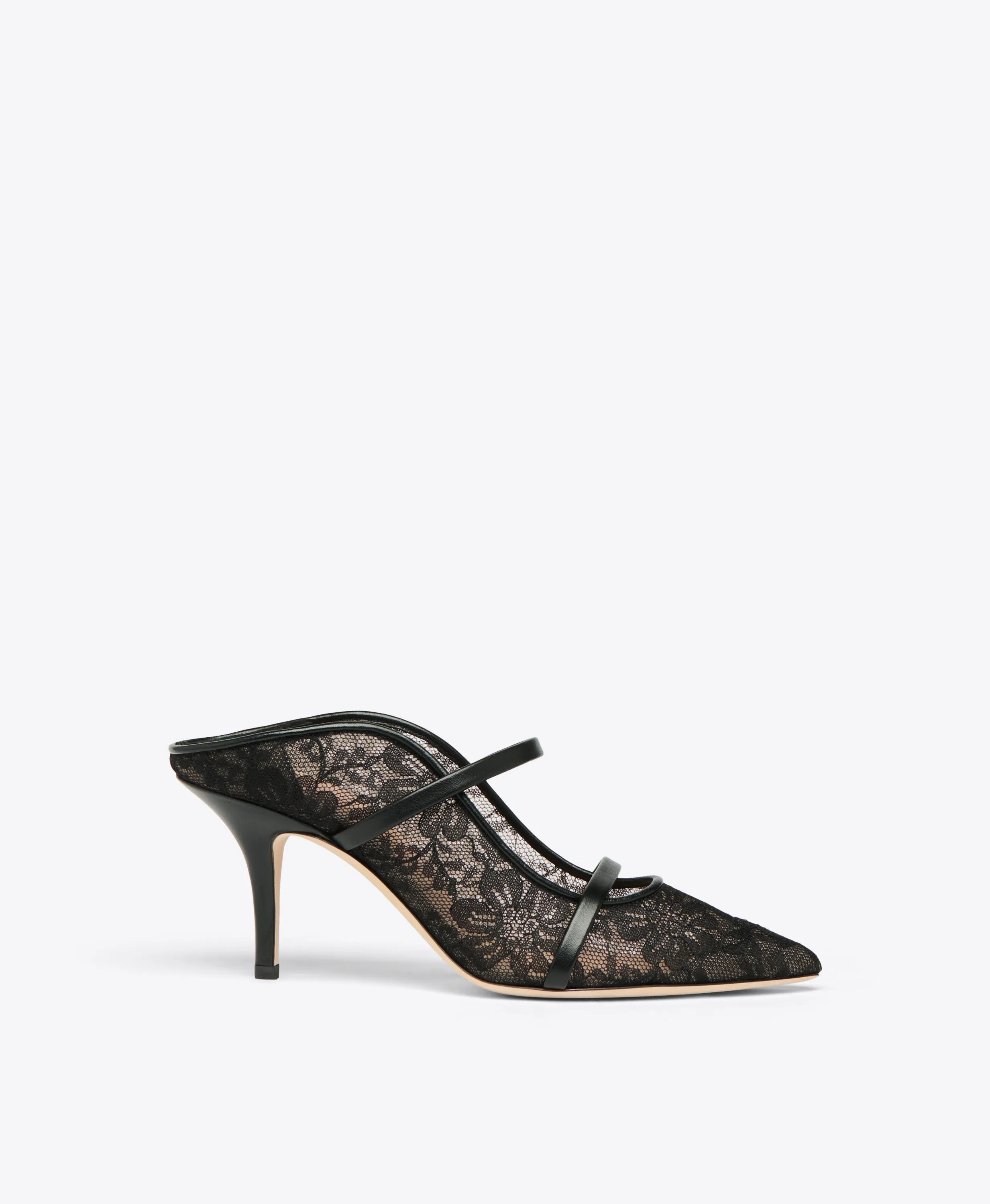 Maureen 70 Black Lace Heeled Mules