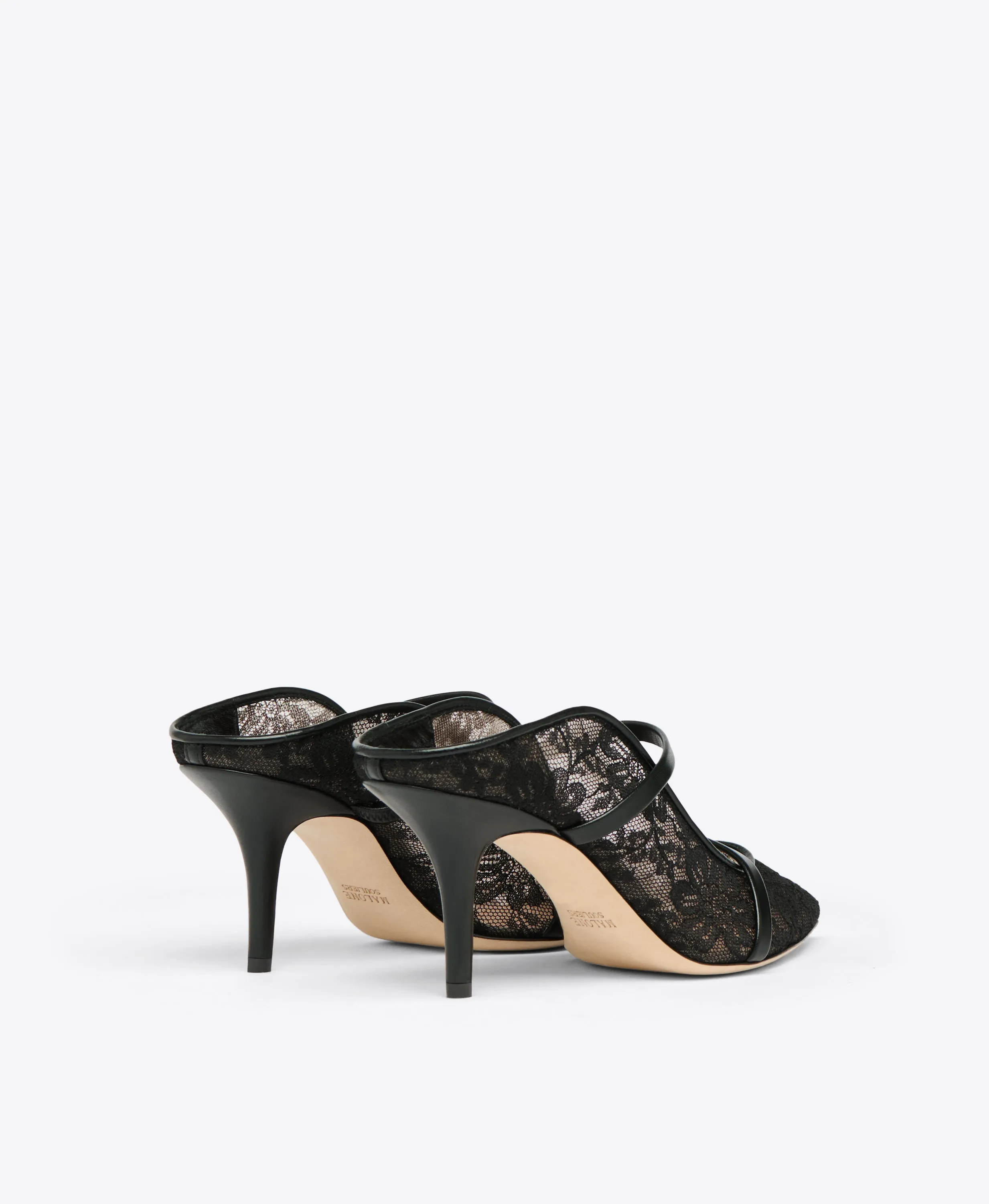 Maureen 70 Black Lace Heeled Mules