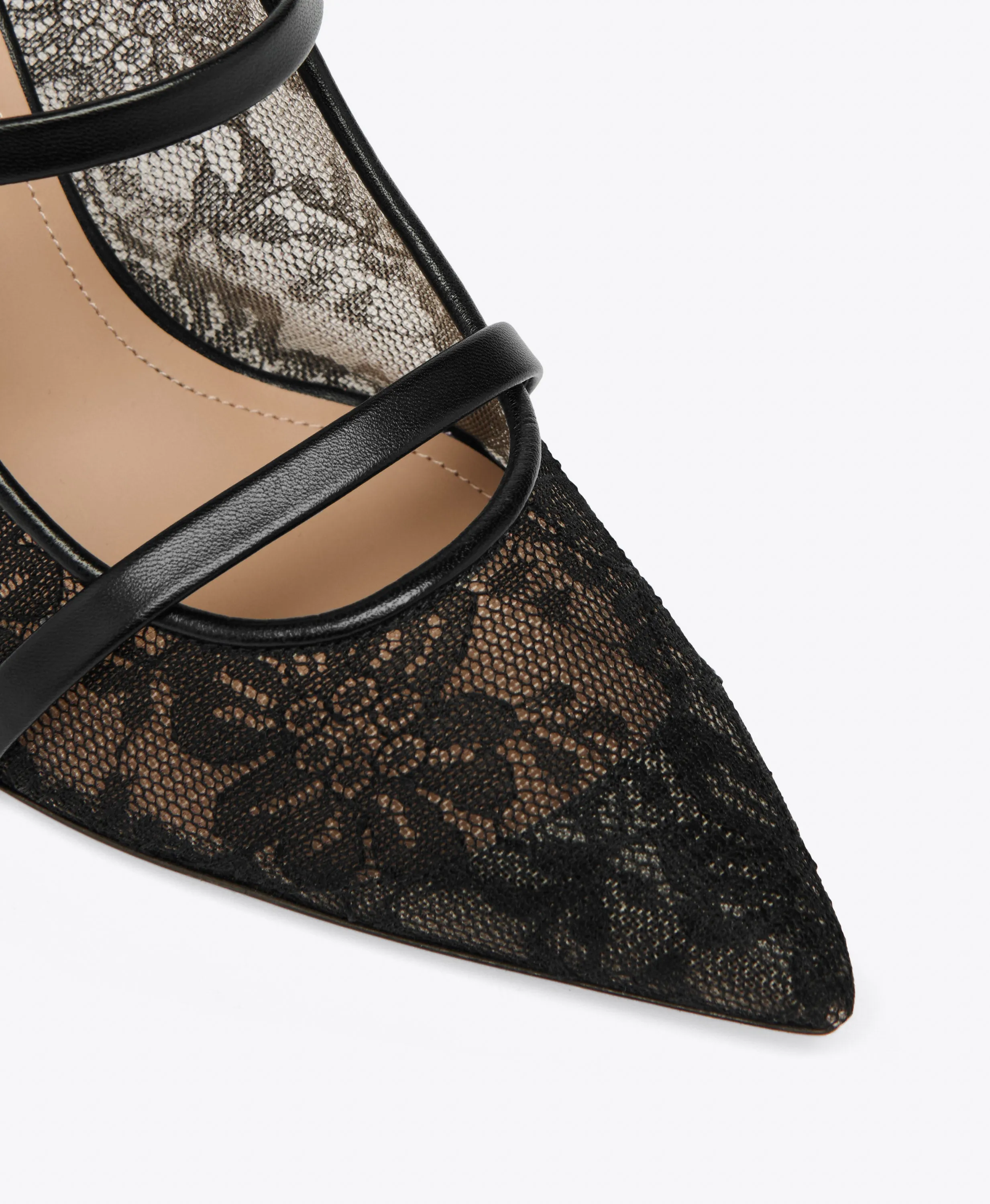 Maureen 70 Black Lace Heeled Mules