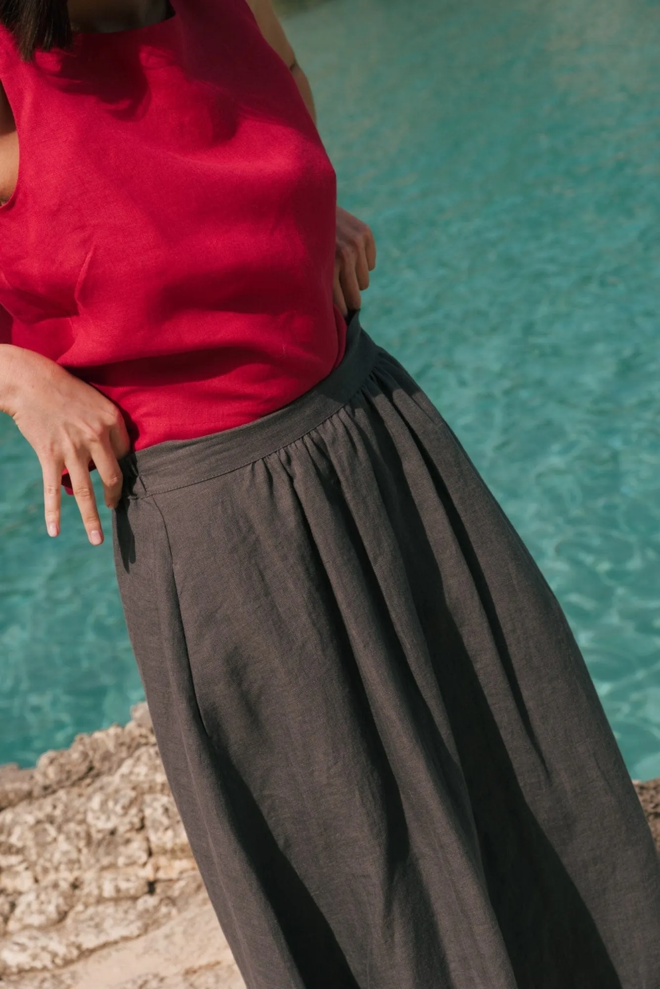 Mona Women's Linen Long Skirt | Multiple Colours
